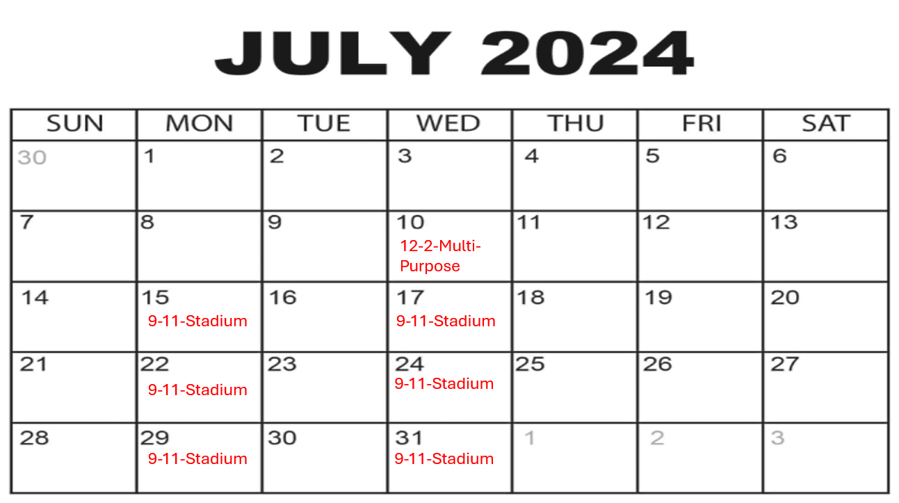 July 2024 Workout Calendar